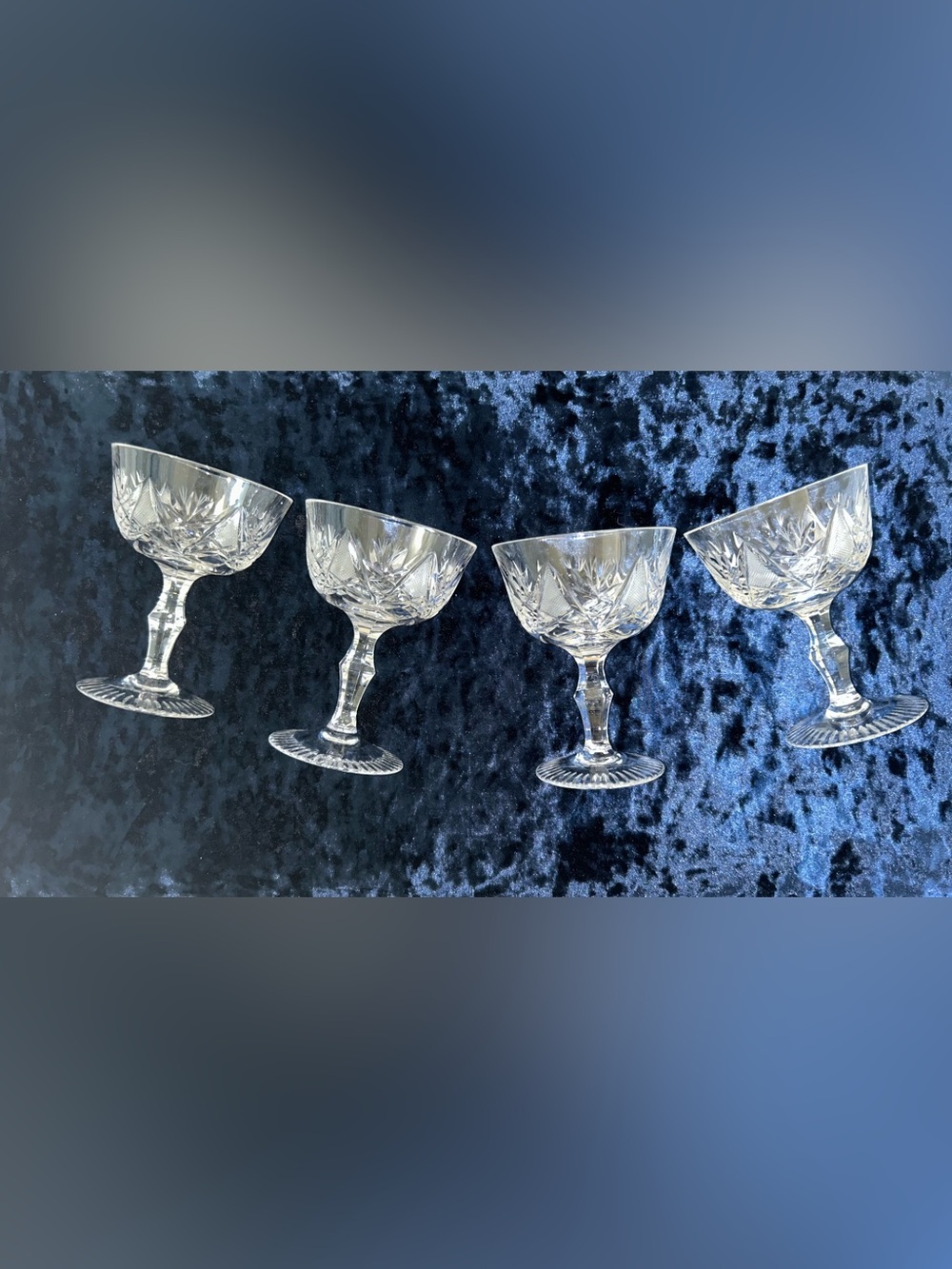 Cut Crystal Margarita Coupes - Clear Leaded Glass (Set of 4)